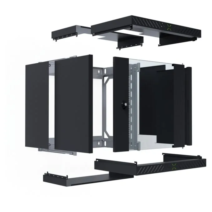 19' Wandgehäuse X-Rack mit Glastür 400-600mm 12HE schw. — image 3
