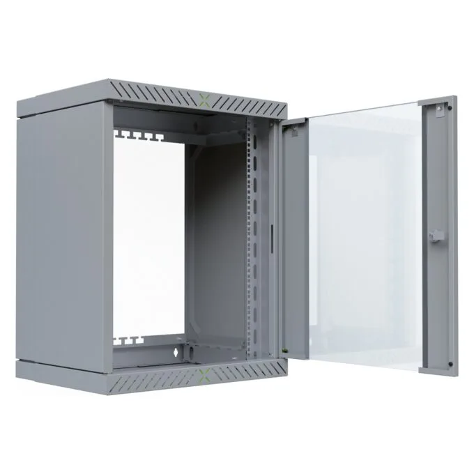 19' Wandgehäuse X-Rack mit Glastür 400-600mm 15HE grau — image 2