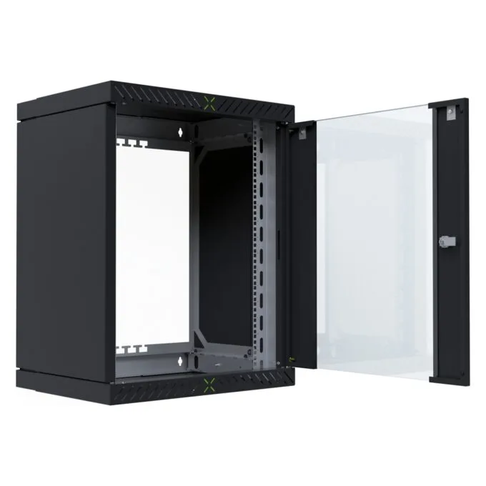 19' Wandgehäuse X-Rack mit Glastür 400-600mm 15HE schwar — image 2