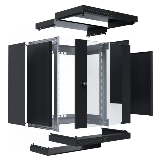 19' Wandgehäuse X-Rack mit Glastür 400-600mm 15HE schwar — image 3