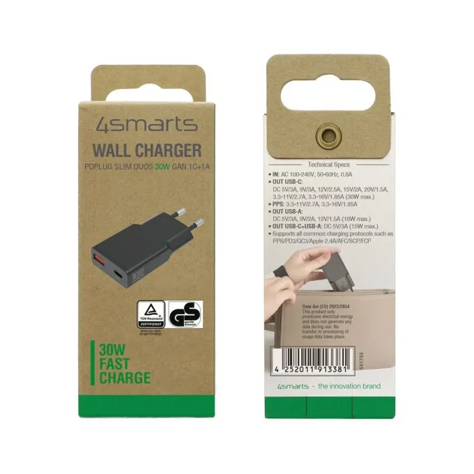 4smarts Netzladegert PDPlug Slim Duos 30W GaN 1C+1A, schwarz — image 12