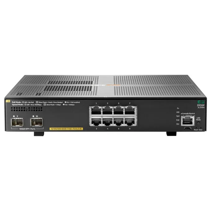 8+2P HP Enterprise Aruba 2930F 8G PoE+ (125W) 2SFP+ Switch — image 1