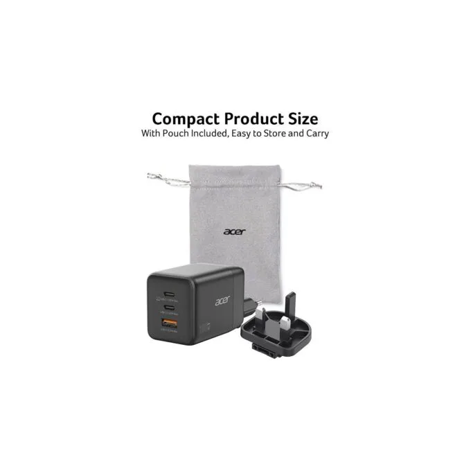 Acer GaN 100w 2 x USB-C + 1x USB-A ports. black — image 3
