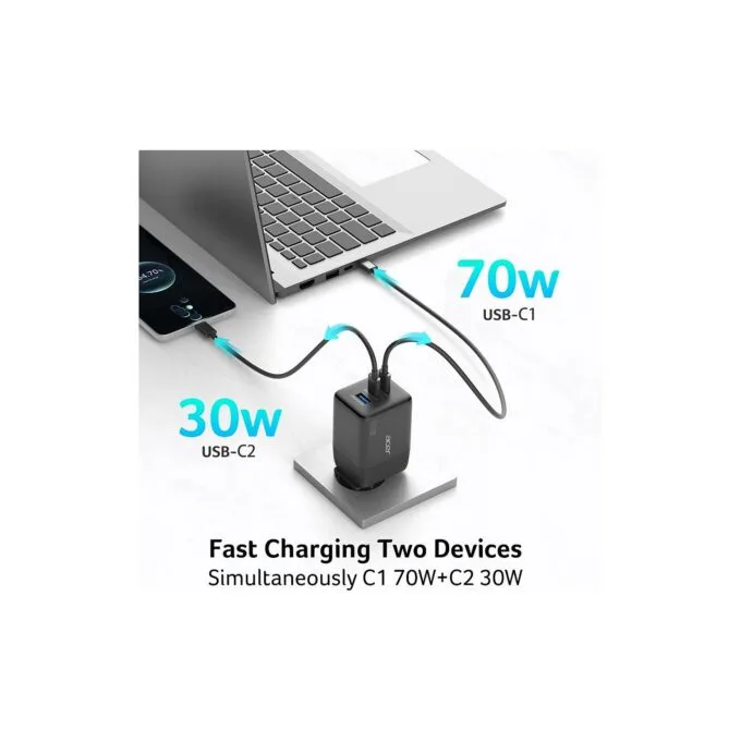 Acer GaN 100w 2 x USB-C + 1x USB-A ports. black — image 5