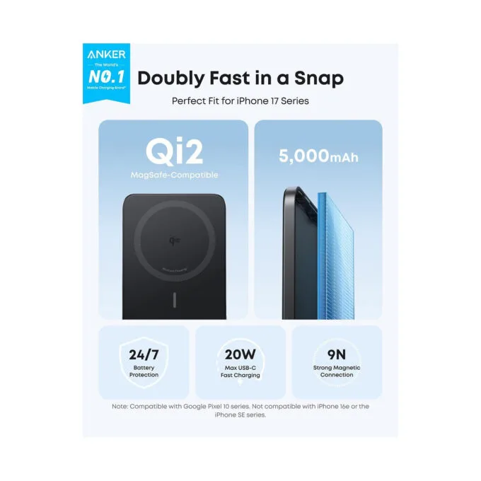 ANKER Nano Powerbank 5.000mAh 15W Slim magnetisch ultra-slim 0.86cm flach Qi2 schwarz — image 3