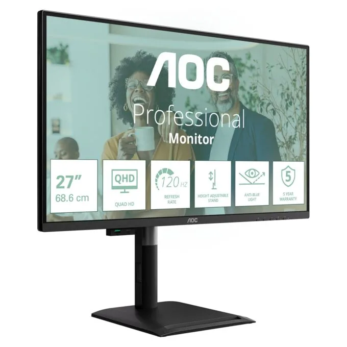 AOC 68.6cm (27') Q27P4CV 16:09 HDMI+DP+USB-C Lift Sp. Bl. — image 2