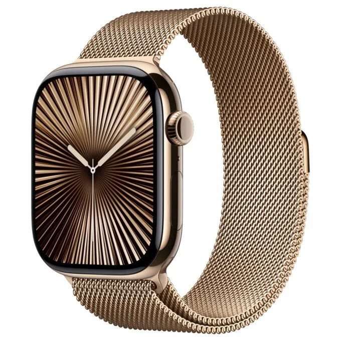 APPLE Watch Series 10 GPS + Cellular 46mm Gold Titanium Case with Gold Milanese Loop - M L — image 1