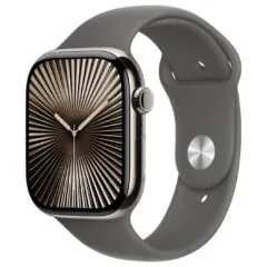 APPLE Watch Series 10 GPS + Cellular 46mm Natural Titanium Case with Stone Grey Sport Band - S M