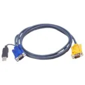 ATEN 2L-5202UP KVM-Kabel VGA USB mit eingebautem PS 2-USB-Konverter schwarz 1.8m