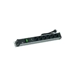 BACHMANN 48,26cm 19Zoll 1,5HE 6xCEE7 3 1xSchalter 1xSPD-Plus 2,0m CEE7 7
