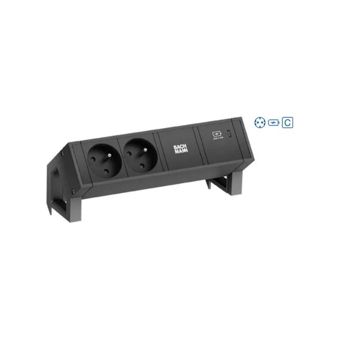 BACHMANN , DESK2 2xCEE7 3 1xUSB C 60W 1xCM 0,2m GST18 RAL9005 — image 1