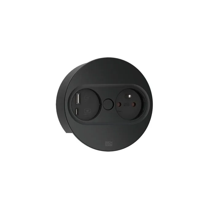 BACHMANN TWIST 2 1xUTE 1xUSB A C 22W 2,0m AEH RAL9005 30GE rund — image 1