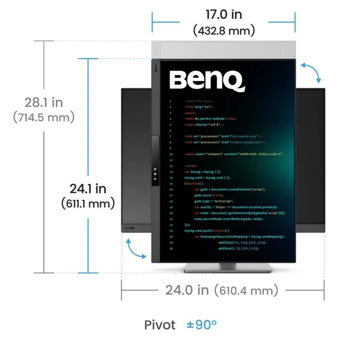 BenQ 71,6cm RD280UG 3:2 HDMI USB-C DP sil. lift piv UHD — image 7