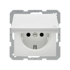 Berker 47516089 SCHUKO-Steckdose m Klappdeckel polarweiss samt
