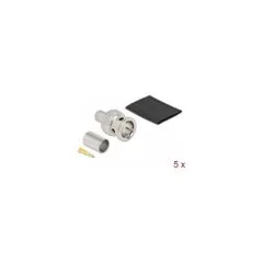 BNC Stecker zum Crimpen RG6 mit passendem Schrumpfschlauch - 5 Stück