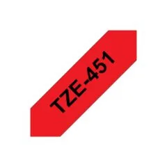 Brother TZe-451 Schriftband. 24mm x 8m . schwarz auf rot. selbstklebend