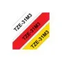 BROTHER TZE31M3 Schriftbandkassette 12mmx8m 3er Pack TZ231 weiss schwarz TZ431 rot schwarz TZ631 gelb schwarz laminiert