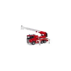 BRUDER Scania Super 560R Feuerwehr mit Drehleiter. Wasserpumpe. Light & Sound
