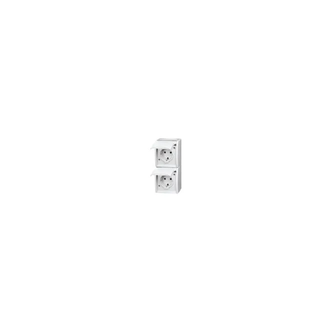 BUSCH JAEGER BJ 20-02EW-54 Steckdose m.Klappdeckel senkrecht 2f ocean IP44 alpinweiß — image 1