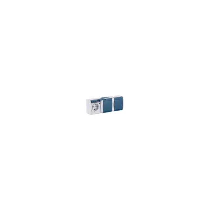 BUSCH JAEGER BJ 2300 3EW-53 Steckdose m.Klappdeckel waagerecht 3f ocean IP44 grau blau — image 3
