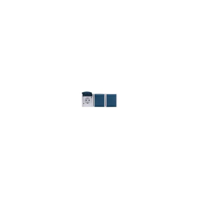BUSCH JAEGER BJ 2300 3EW-53 Steckdose m.Klappdeckel waagerecht 3f ocean IP44 grau blau — image 1