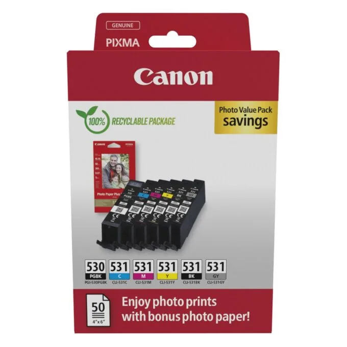 Canon PGI-530 CLI-531 PGBK C M Y BK GY Photo Value Pack — image 1