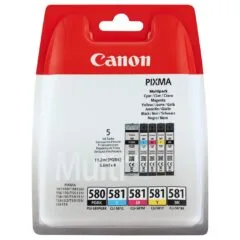 Canon Tinte PGI-580 CLI-581 2078C005 5er Multipack (PGBK BKMCY) bis zu 400 Seiten gemäß ISO IEC 24711 & ISO IEC 29102