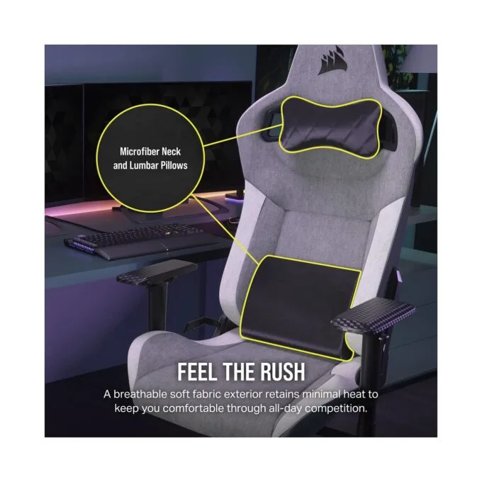 CORSAIR Gaming Stuhl Corsair T3 RUSH Gray White — image 3
