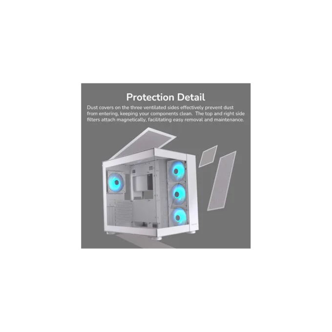 Cougar FV150 RGB White - Mid Tower ATX PC Case - Dual Chamber 400mm GPU - 4 ARGB Fans — image 7