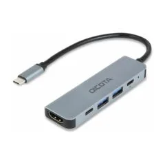 D Dicota USB-C 5-in-1 Video Hub 4K PD 100W silver