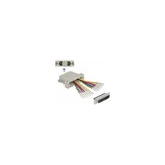 D-Sub HD 44 Pin Crimp Stecker zu 2 x RJ45 Buchse mit Montagesatz beige
