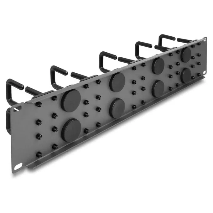 Delock 19? Kabelmanagement Rangierpanel mit 8 Gummi Kabeldurchführungen und 10 Bügeln 2 HE dunkelgrau — image 2