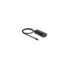 DELOCK 4 Port USB 10 Gbps Hub mit USB Type-C Anschluss 60cm Kabel und Schalter fur jeden Port