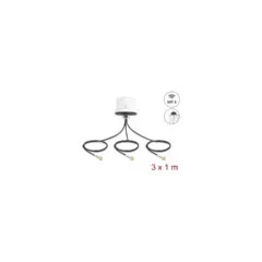 Delock 4G MIMO Dualband WiFi 6 Antenne 2 x SMA + 1 x RP-SMA Stecker ULA100 1 m Schraubmontage outdoor weiß