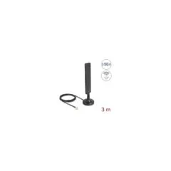 Delock 5G LTE Antenne SMA Stecker 3 dBi omnidirektional mit Anschlusskabel RG-174 3 m mit Kippgelenk mit magnetischem...