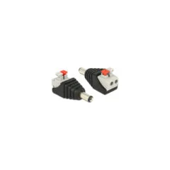 Delock Adapter DC 5.5 x 2.1 mm Stecker to Terminalblock mit Drucktasten 2 Pin