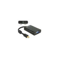 Delock Adapter mini DisplayPort 1.1 Stecker to VGA Buchse + Audio + Power schwarz