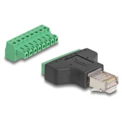 Delock Adapter RJ45 Stecker to Terminalblock 8 Pin 2-teilig 3.81 mm