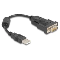 Delock Adapter USB 2.0 Typ-A zu 1 x Seriell RS-232 D-Sub 9 Pin Stecker mit Ferritkern 0.25 m