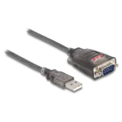 Delock Adapter USB 2.0 Typ-A zu 1 x Seriell RS-232 D-Sub 9 Pin Stecker mit Muttern mit 3 x LED 0.2 m