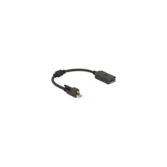 DELOCK Adapterkabel mini Displayport 1.2 Stecker mit Schraube to Displayport Buchse 25cm schwarz 4K