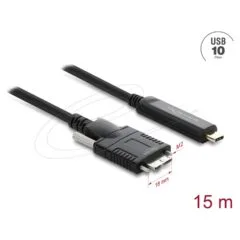 Delock Aktives Optisches Kabel USB 10 Gbps USB Type-C Stecker zu Typ Micro-B Stecker mit Schrauben 15 m