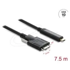 Delock Aktives Optisches Kabel USB 10 Gbps USB Type-C Stecker zu Typ Micro-B Stecker mit Schrauben 7.5 m