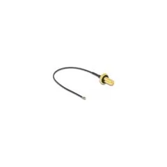 DELOCK Antennenkabel RP-SMA Buchse zum Einbau zu MHF 4L LK Stecker 1.37 10cm Gewindelnge 10mm spritzwassergeschtzt