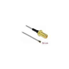 Delock Antennenkabel SMA Buchse zum Einbau zu I-PEX Inc.. MHF® 4 Stecker 0.81 50 cm Gewindelänge 10 mm