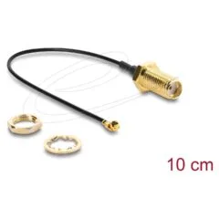 Delock Antennenkabel SMA Buchse zum Einbau zu I-PEX Inc.. MHF® I Stecker 1.13 10 cm Gewindelänge 10 mm