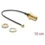 Delock Antennenkabel SMA Buchse zum Einbau zu I-PEX Inc.. MHF® I Stecker 1.13 10 cm Gewindelänge 10 mm