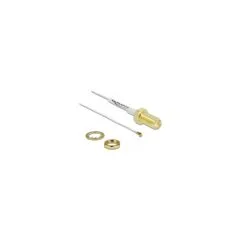 DELOCK Antennenkabel SMA Buchse zum Einbau zu MHF 4 Stecker 0.81 20cm Gewindelnge 10mm weiss