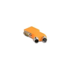 Delock D-Sub 9 Stecker und Buchse zu M12 Stecker und Buchse A-kodiert 5 pin CAN Bus Verteiler 35° orange