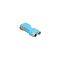 Delock D-Sub 9 Stecker und Buchse zu M12 Stecker und Buchse A-kodiert 5 pin CAN Bus Verteiler 90° blau